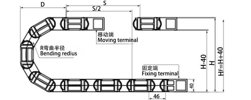 25系列強力型拖鏈參數(shù)圖